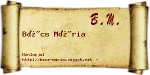Bécs Mária névjegykártya